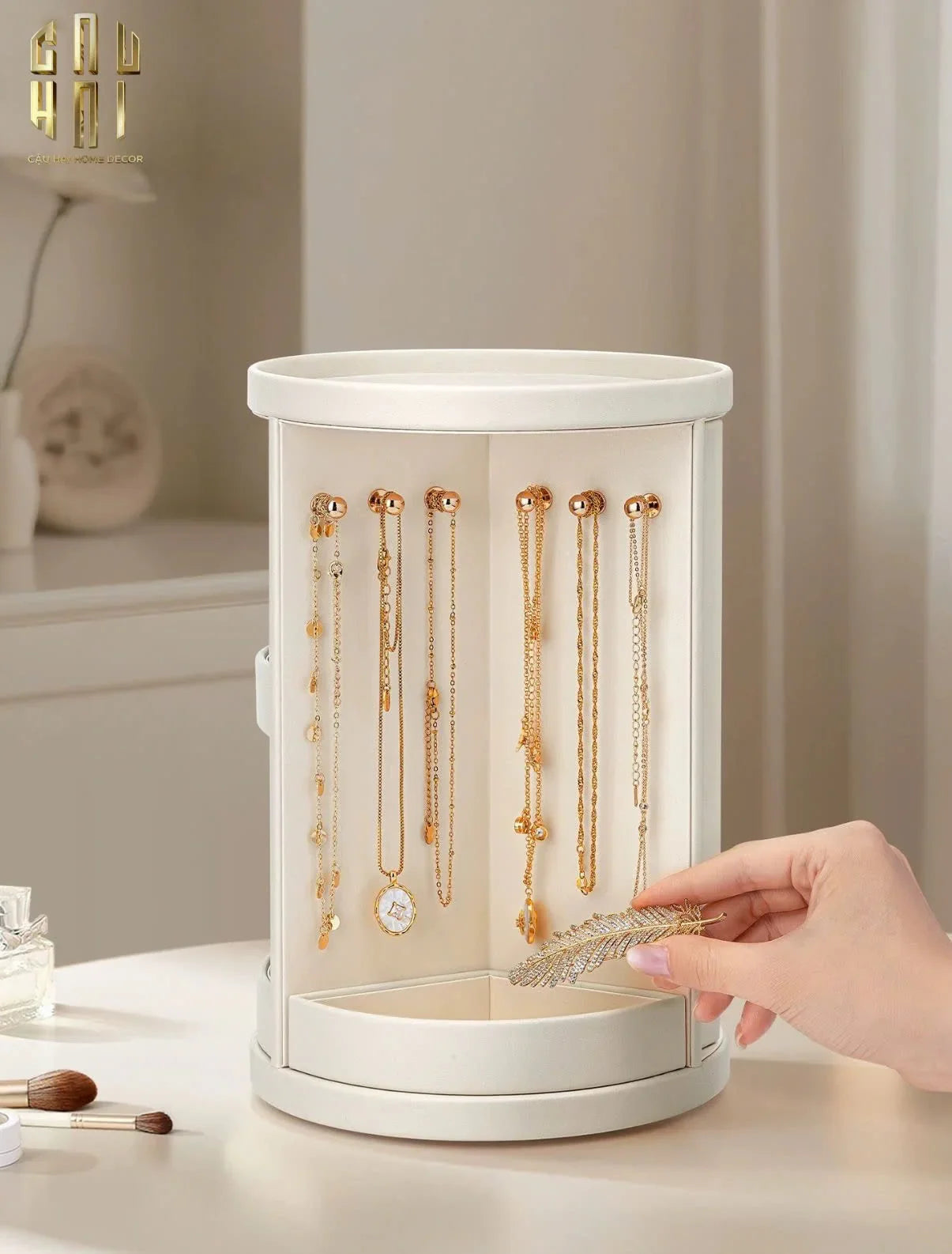 HAUTE FOLIE - KỆ TRANG SỨC DA XOAY 360 - JEWELRY CLOSET - CẬU HAI HOME DECOR