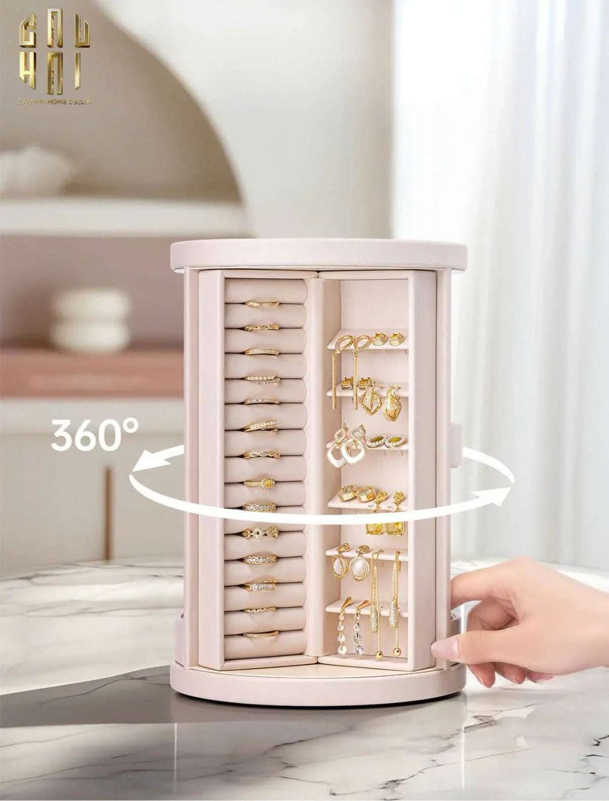 HAUTE FOLIE - KỆ TRANG SỨC DA XOAY 360 - JEWELRY CLOSET - CẬU HAI HOME DECOR