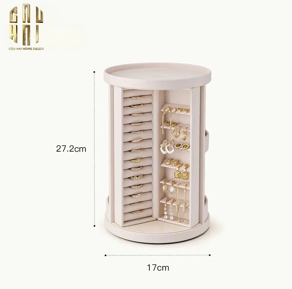 HAUTE FOLIE - KỆ TRANG SỨC DA XOAY 360 - JEWELRY CLOSET - CẬU HAI HOME DECOR