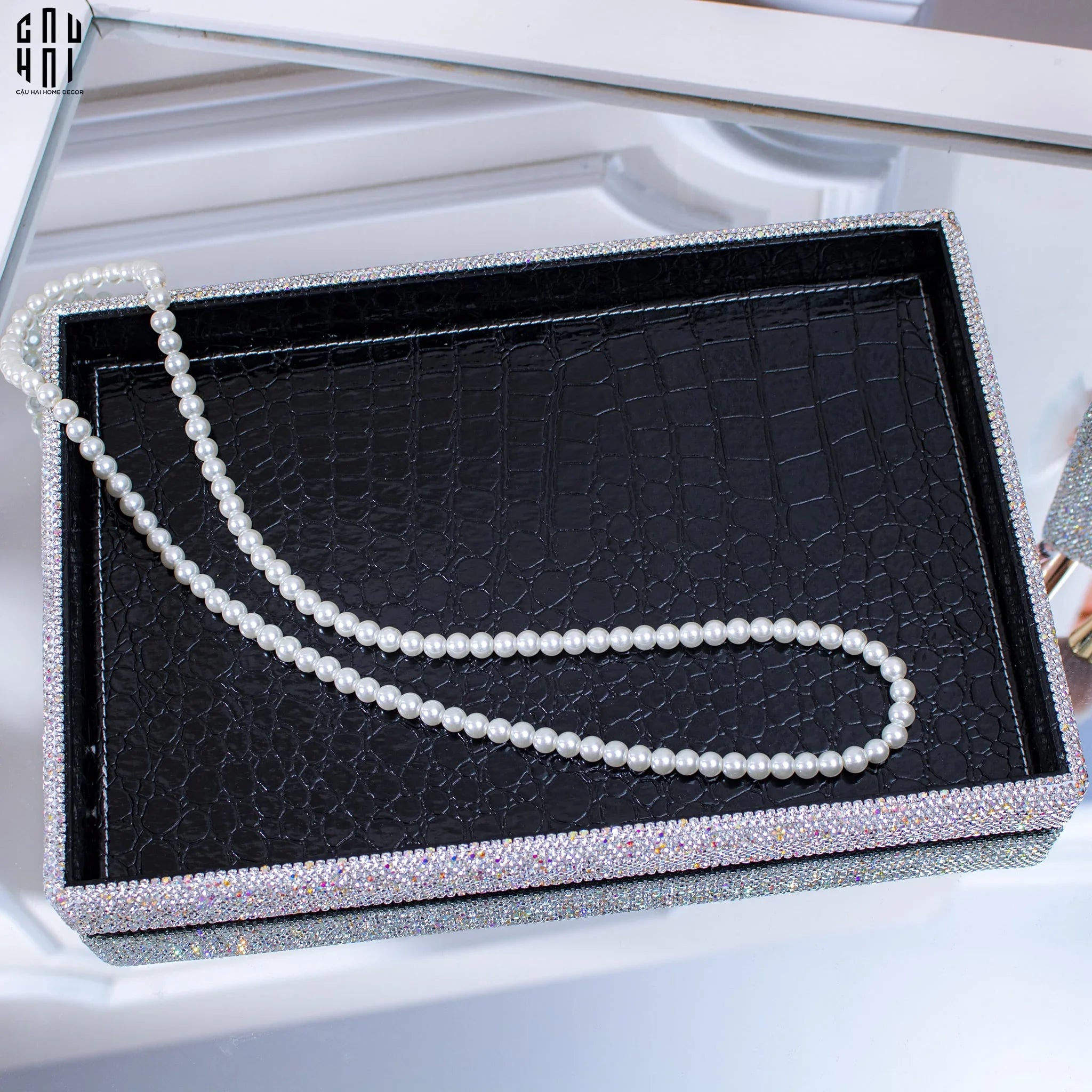 Haute Folie - Khay Da Cao Cấp Croco Diamond Bling Bling Up-CẬU HAI HOME DECOR