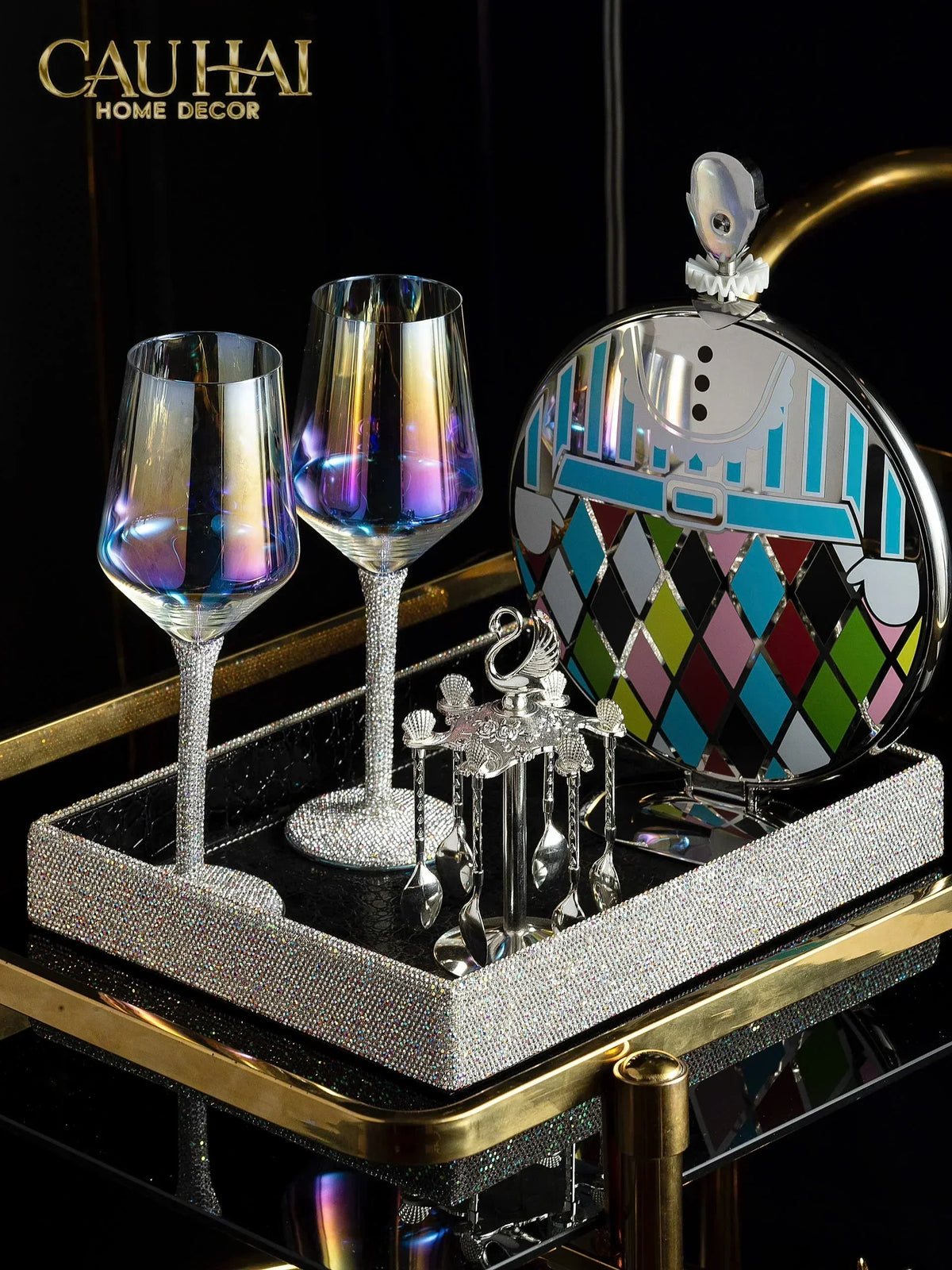 Haute Folie - Khay Da Cao Cấp Croco Diamond Bling Bling Up-KHAY TRANG TRÍ-Đối tác tại Trung Quốc theo từng đơn đặt hàng-CẬU HAI HOME DECOR