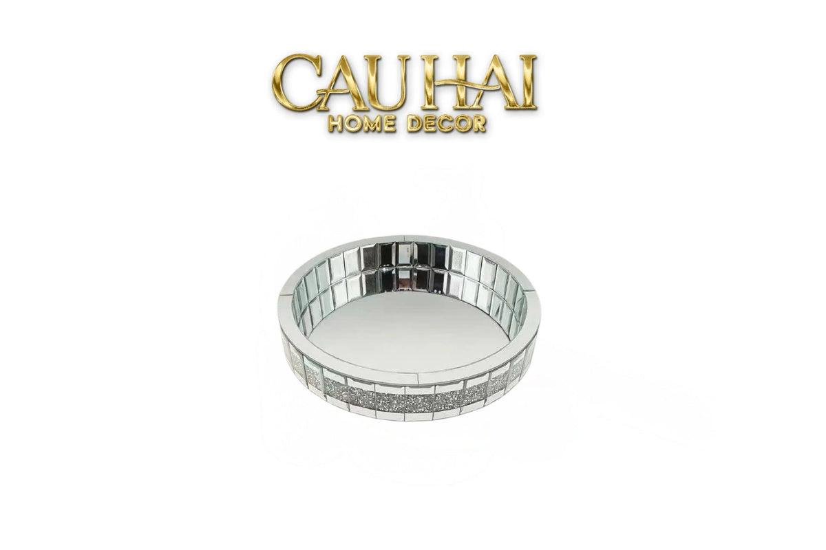 Haute Folie - Khay Gương Tròn Đế Xoay Starlight Mirrored Argenté D30-KHAY TRANG TRÍ-Đối tác tại Trung Quốc theo từng đơn đặt hàng-CẬU HAI HOME DECOR
