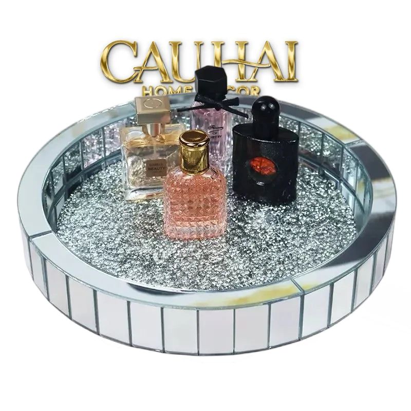 Haute Folie - Khay Gương Tròn Đế Xoay Starlight Mirrored Argenté D30-KHAY TRANG TRÍ-Đối tác tại Trung Quốc theo từng đơn đặt hàng-CẬU HAI HOME DECOR