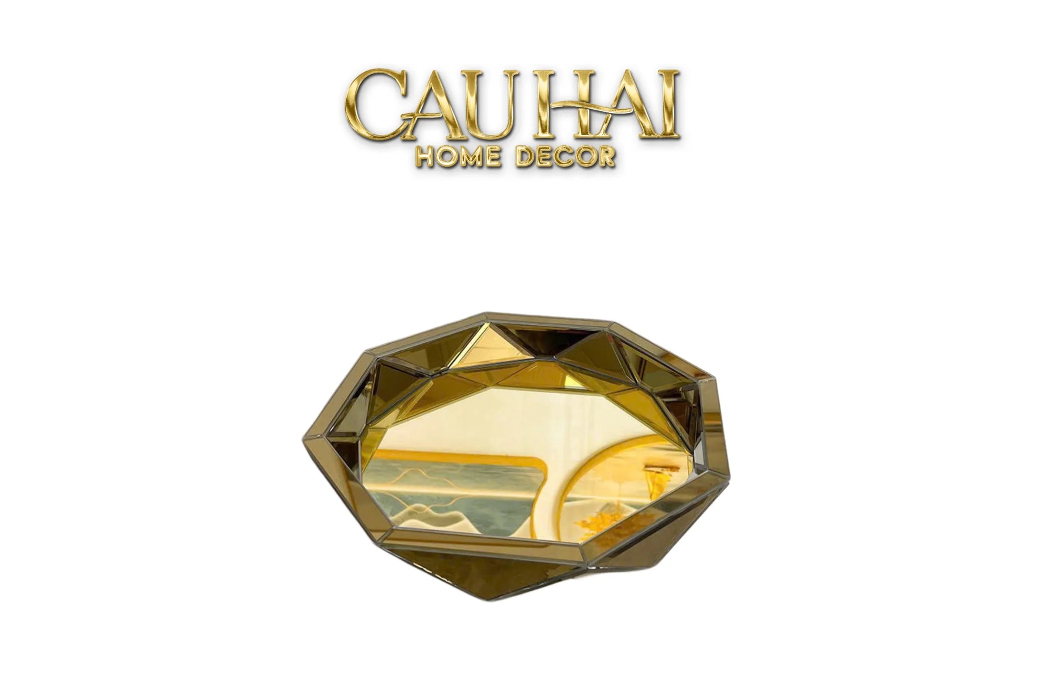 Haute Folie - Khay Gương Tròn Diamond Facetté Soleil Éclat Decoratives Trays D34-CẬU HAI HOME DECOR