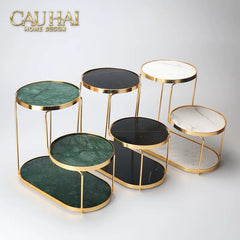Haute Folie - Khay Kệ Đá Marble Trắng Tròn 2 Tầng Bàn Trang Điểm - New Orion Urban Marble Trays-CẬU HAI HOME DECOR