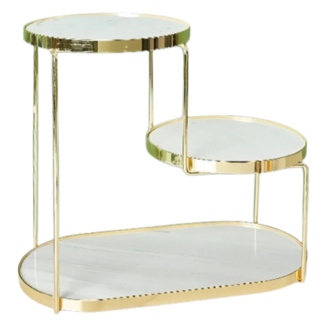 Haute Folie - Khay Kệ Đá Marble Trắng Tròn 2 Tầng Bàn Trang Điểm - New Orion Urban Marble Trays-Khay Kệ Tầng-CẬU HAI HOME DECOR-CẬU HAI HOME DECOR