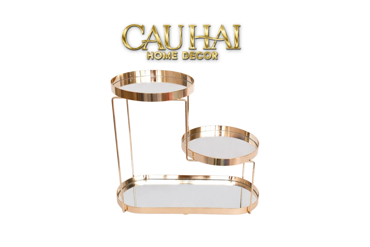 Haute Folie - Khay Kệ Gương Tròn 2 Tầng Bàn Trang Điểm - New Oracle Beauty Mirror Trays-KHAY TRANG TRÍ-CẬU HAI HOME DECOR-CẬU HAI HOME DECOR