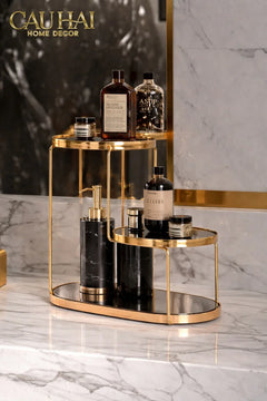 Haute Folie - Khay Kệ Gương Tròn 2 Tầng Bàn Trang Điểm - New Oracle Beauty Mirror Trays-CẬU HAI HOME DECOR