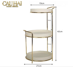 Haute Folie - Khay Kệ Mỹ Phẩm Da 3 Tầng Lux Leather Ivoire Beauty Vanity 21x42-CẬU HAI HOME DECOR