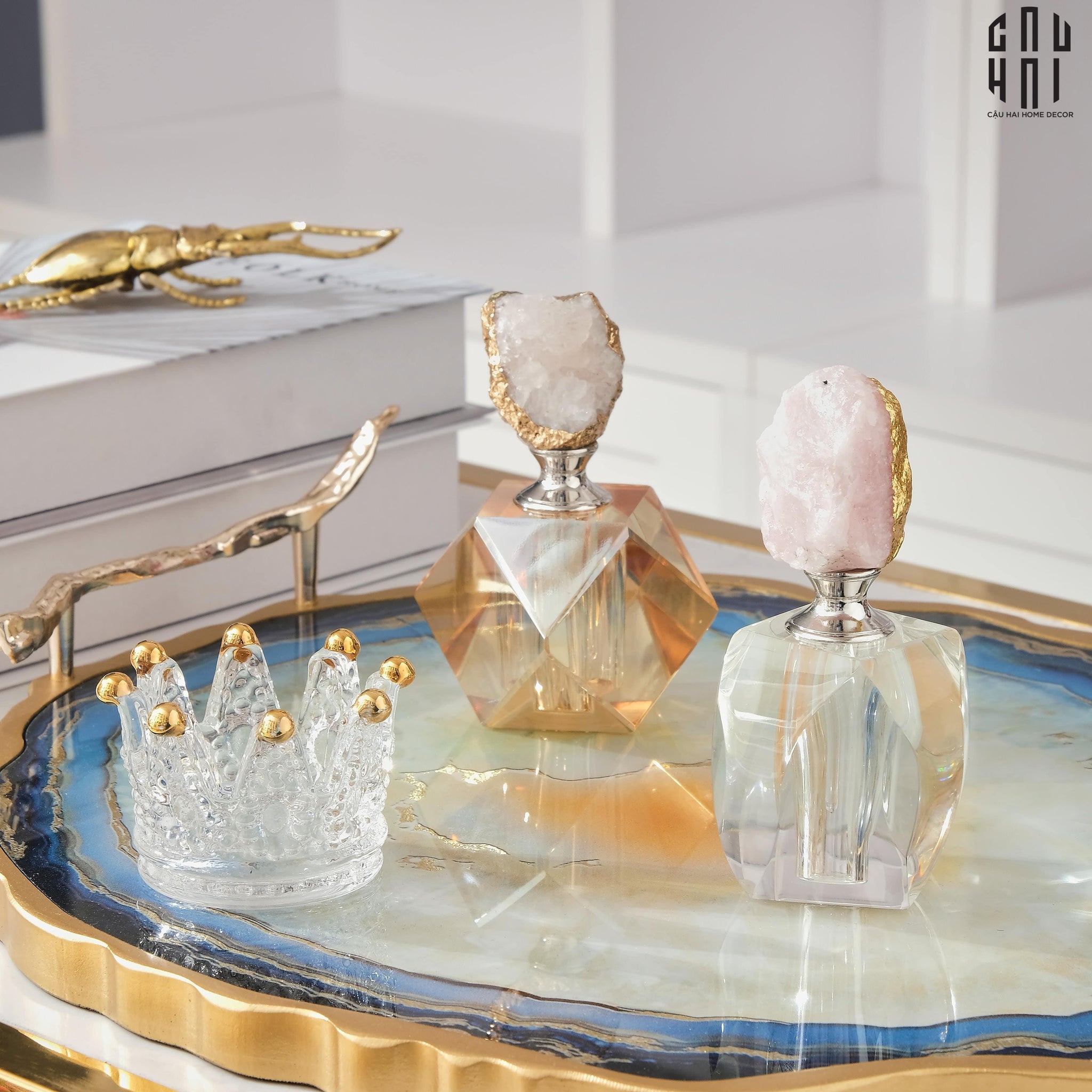Haute Folie - Lọ Nước Hoa Đá Thạch Anh Pink Quartz Up-CẬU HAI HOME DECOR