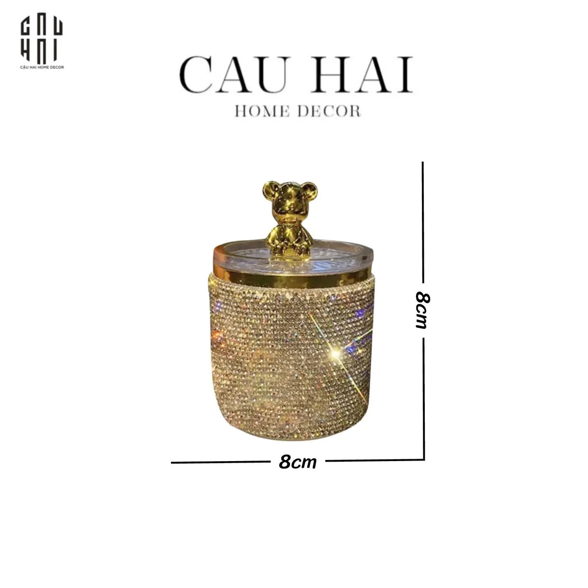 Haute Folie - Lọ Tăm Bông Bear Diamond Bling Bling-HŨ TRANG TRÍ-Đối tác tại Trung Quốc theo từng đơn đặt hàng-CẬU HAI HOME DECOR