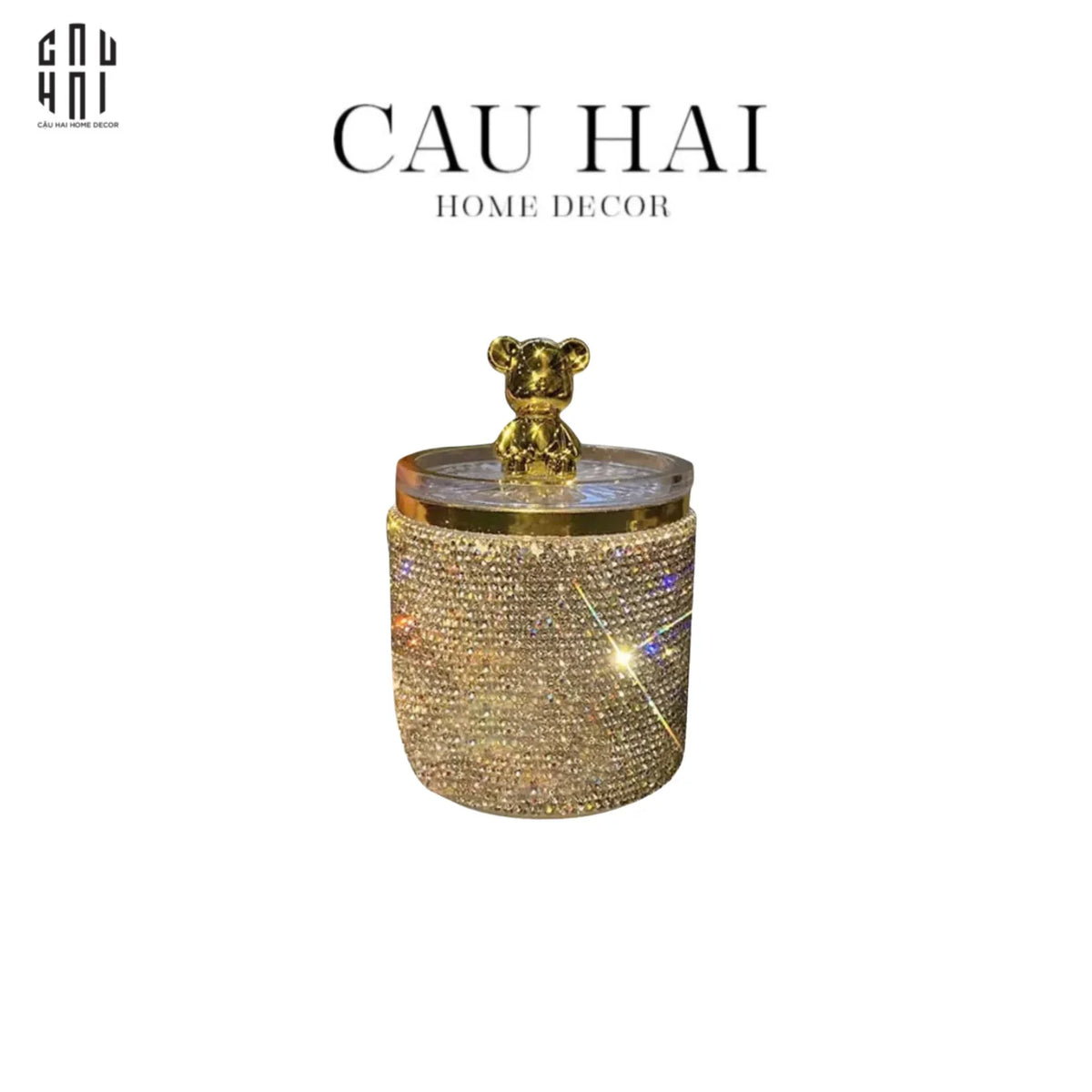 Haute Folie - Lọ Tăm Bông Bear Diamond Bling Bling-HŨ TRANG TRÍ-Đối tác tại Trung Quốc theo từng đơn đặt hàng-CẬU HAI HOME DECOR