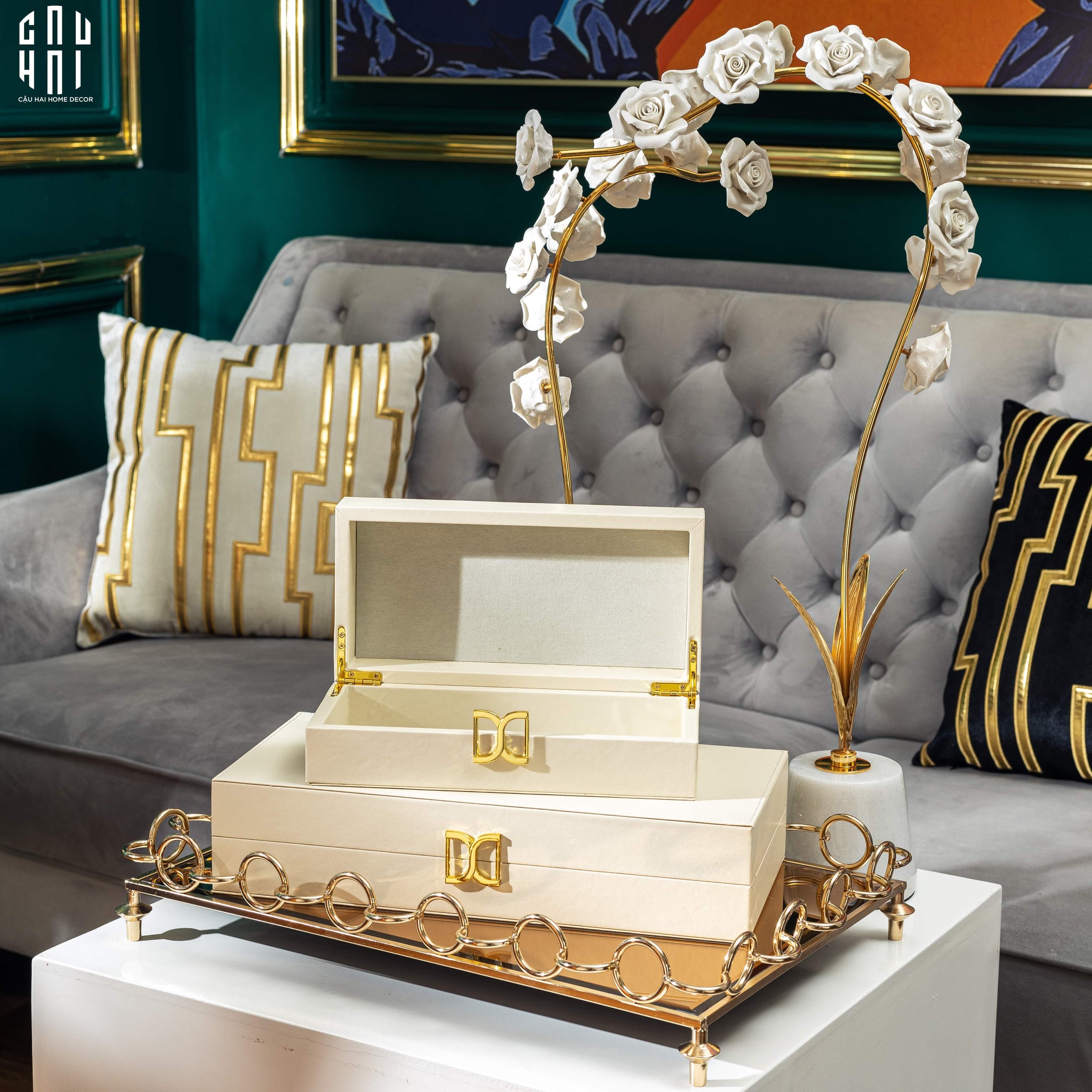 Haute Folie - Set 2 Hộp Trang Sức Da D'Ivoire Delight 12x16 18x36-CẬU HAI HOME DECOR