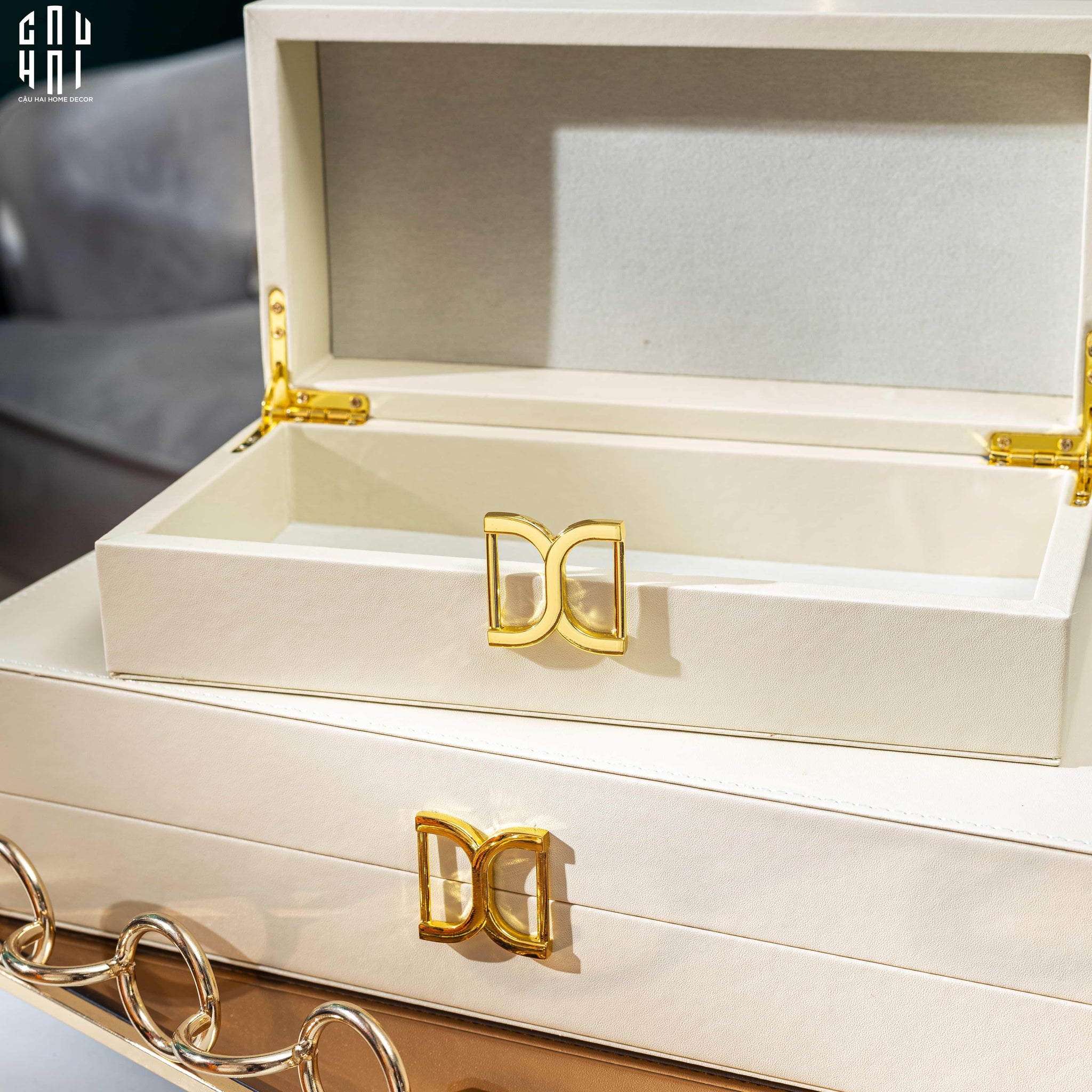 Haute Folie - Set 2 Hộp Trang Sức Da D'Ivoire Delight 12x16 18x36-CẬU HAI HOME DECOR