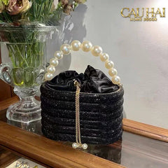 Haute Folie - Túi Handbag Full Kim Cương Đen- Perle Savoir Aterlier Diamond Pavé Haute Décor Object-CẬU HAI HOME DECOR