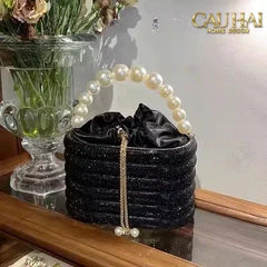 Haute Folie - Túi Handbag Full Kim Cương Đen- Perle Savoir Aterlier Diamond Pavé Haute Décor Object-CẬU HAI HOME DECOR