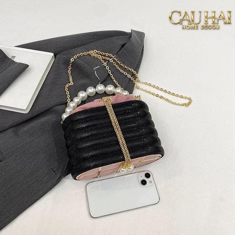 Haute Folie - Túi Handbag Full Kim Cương Đen- Perle Savoir Aterlier Diamond Pavé Haute Décor Object-CẬU HAI HOME DECOR