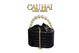 Haute Folie - Túi Handbag Full Kim Cương Đen- Perle Savoir Aterlier Diamond Pavé Haute Décor Object-TÚI XÁCH & VÍ TRANG TRÍ-Đối tác tại Trung Quốc theo từng đơn đặt hàng-CẬU HAI HOME DECOR