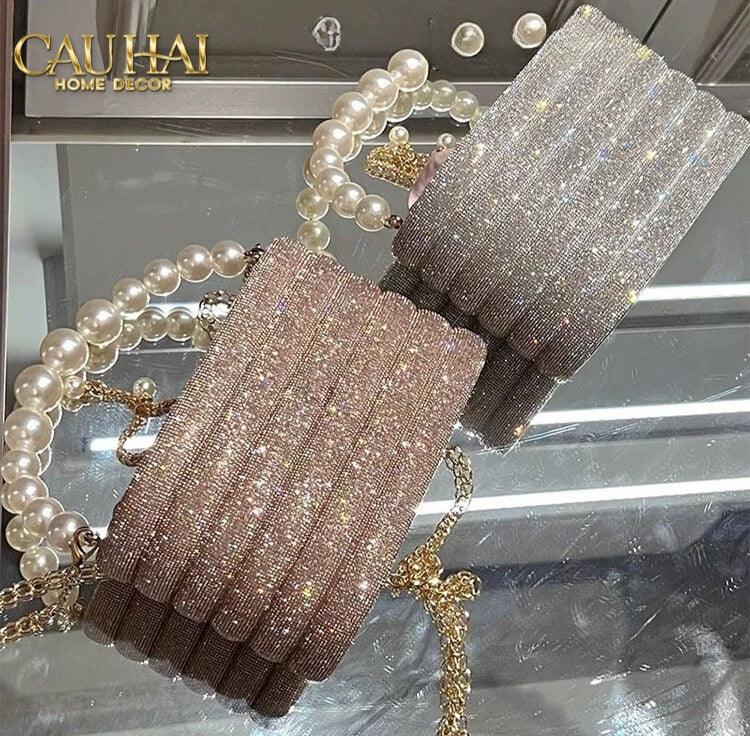 Haute Folie - Túi Handbag Full Kim Cương - Perle Éclat Diamond Pavé Haute Décor Object-TÚI XÁCH & VÍ TRANG TRÍ-Đối tác tại Trung Quốc theo từng đơn đặt hàng-CẬU HAI HOME DECOR