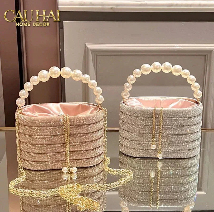 Haute Folie - Túi Handbag Full Kim Cương - Perle Éclat Diamond Pavé Haute Décor Object-TÚI XÁCH & VÍ TRANG TRÍ-Đối tác tại Trung Quốc theo từng đơn đặt hàng-CẬU HAI HOME DECOR