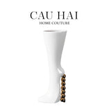 HOME COUTURE - BÌNH HOA CATWALK HIGH HEEL PEARL WHITE VASE H38 - CẬU HAI HOME DECOR