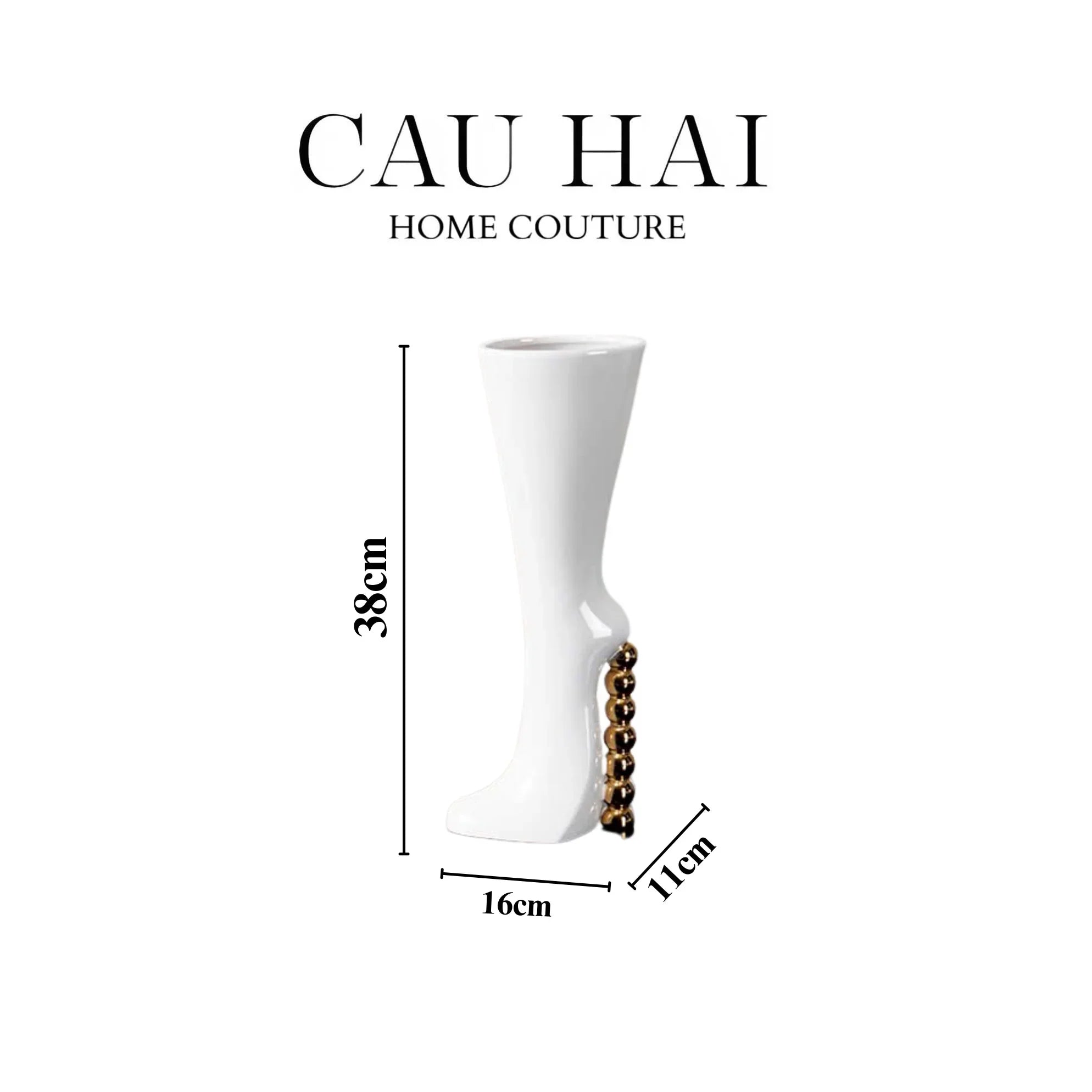 HOME COUTURE - BÌNH HOA CATWALK HIGH HEEL PEARL WHITE VASE H38 - CẬU HAI HOME DECOR