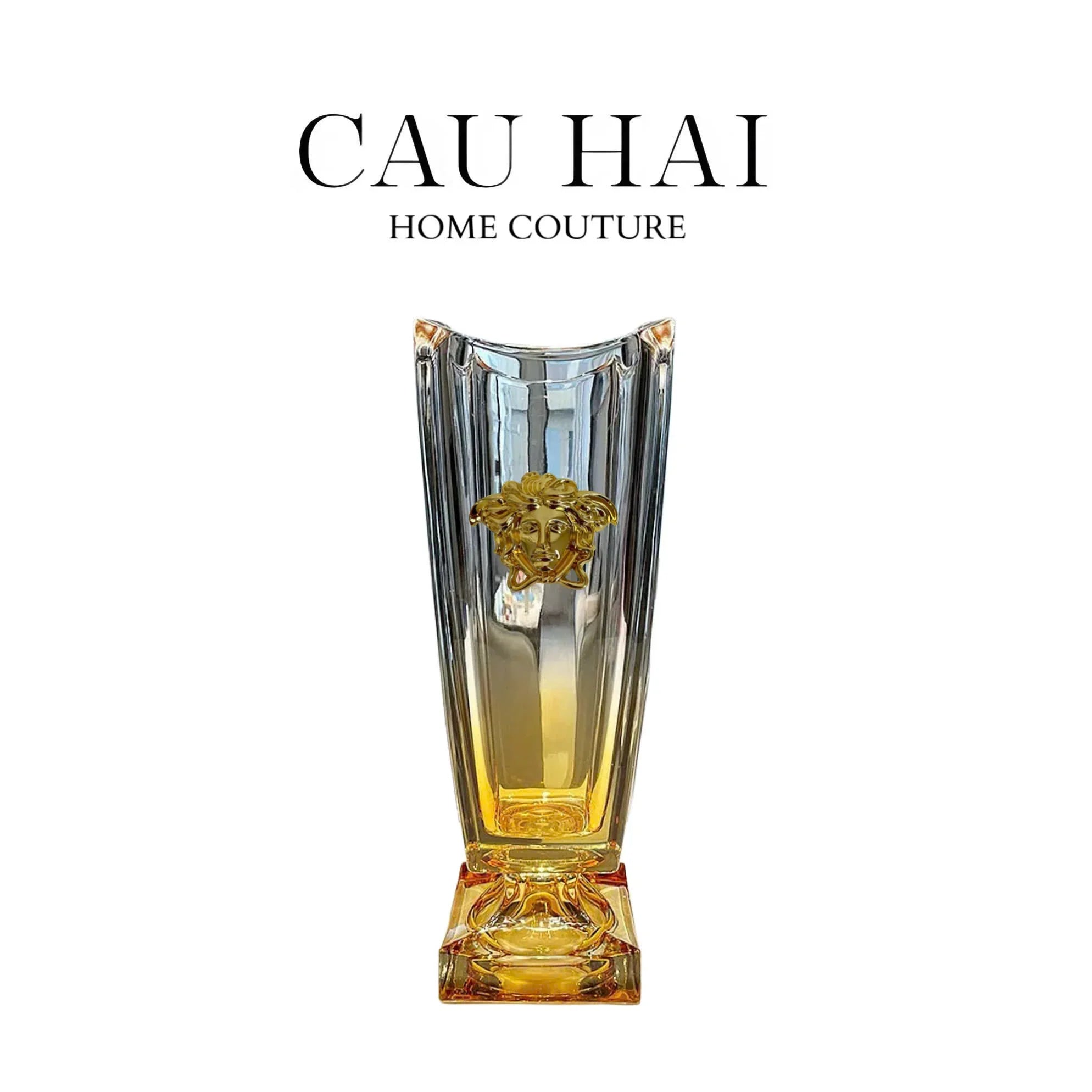 HOME COUTURE - BÌNH HOA CRYSTAL CHAMPAGE AZURE MEDUSA H36 - CẬU HAI HOME DECOR