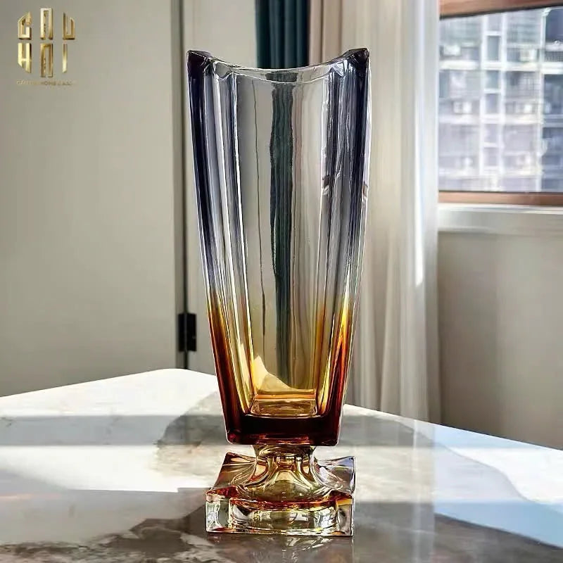 HOME COUTURE - BÌNH HOA CRYSTAL CHAMPAGE AZURE MEDUSA H36 - CẬU HAI HOME DECOR