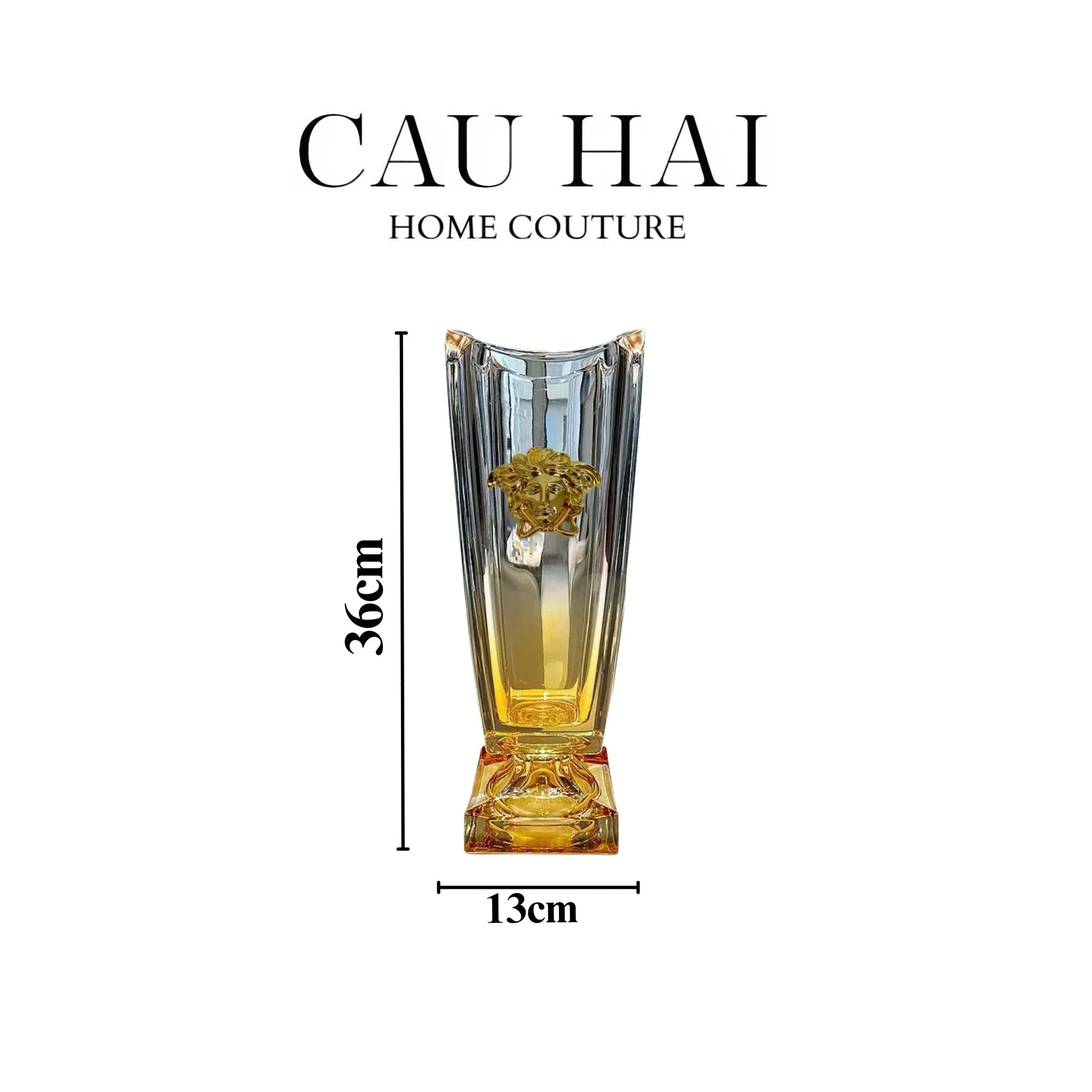HOME COUTURE - BÌNH HOA CRYSTAL CHAMPAGE AZURE MEDUSA H36 - CẬU HAI HOME DECOR