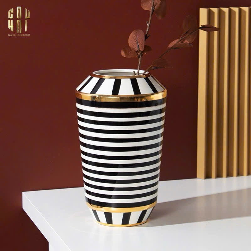 HOME COUTURE - BÌNH HOA ELITE METROPOLIS SOHO STRIPE ART H26/H40 - CẬU HAI HOME DECOR