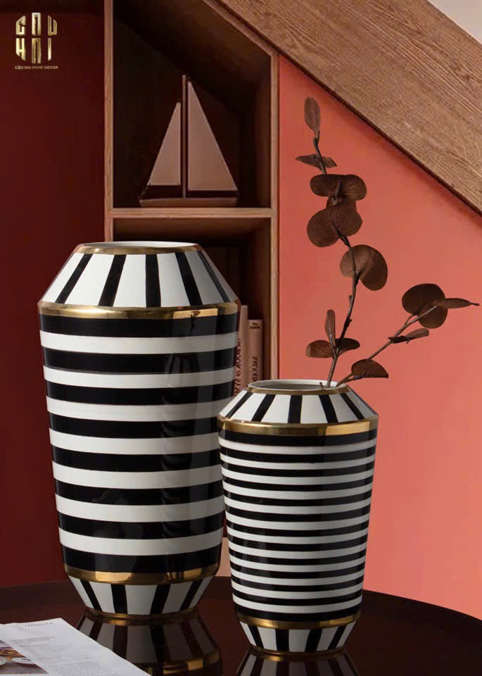 HOME COUTURE - BÌNH HOA ELITE METROPOLIS SOHO STRIPE ART H26/H40 - CẬU HAI HOME DECOR
