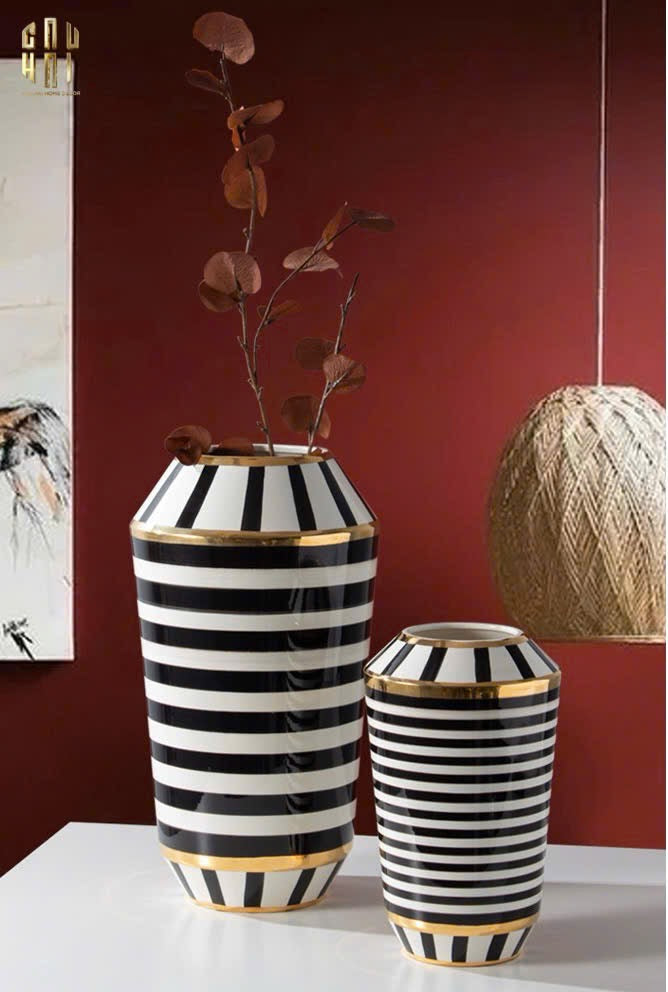 HOME COUTURE - BÌNH HOA ELITE METROPOLIS SOHO STRIPE ART H26/H40 - CẬU HAI HOME DECOR