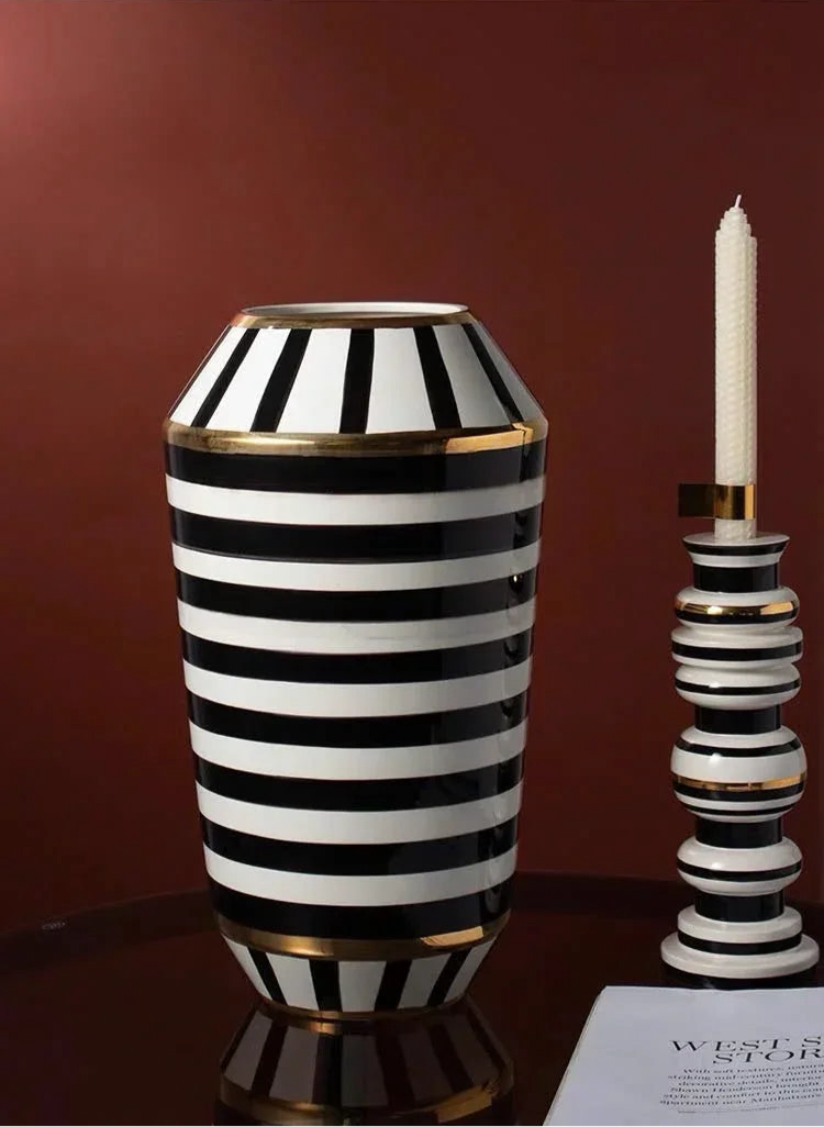 HOME COUTURE - BÌNH HOA ELITE METROPOLIS SOHO STRIPE ART H26/H40 - CẬU HAI HOME DECOR