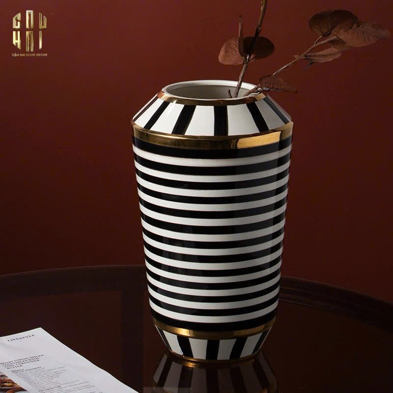 HOME COUTURE - BÌNH HOA ELITE METROPOLIS SOHO STRIPE ART H26/H40 - CẬU HAI HOME DECOR