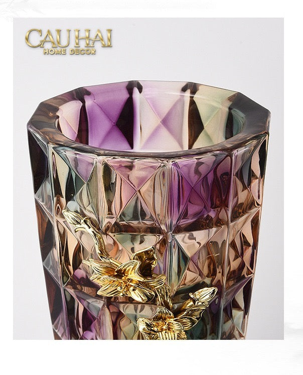 HOME COUTURE - BÌNH HOA PHA LÊ BRASS VIOLET PLUM - CẬU HAI HOME DECOR