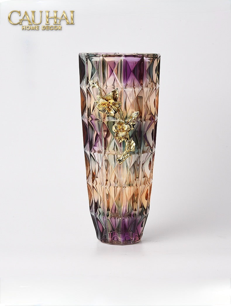 HOME COUTURE - BÌNH HOA PHA LÊ BRASS VIOLET PLUM - CẬU HAI HOME DECOR