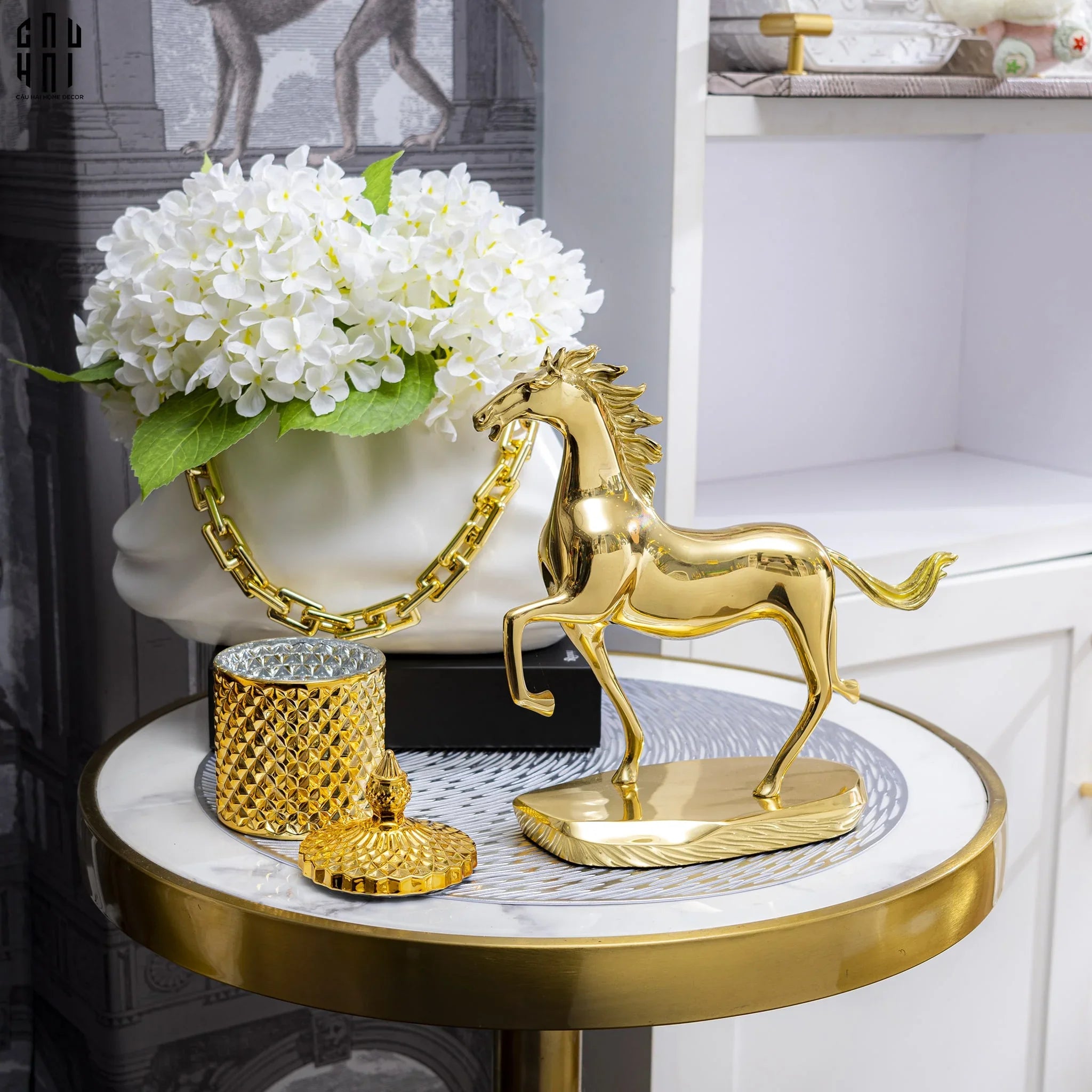 HOME COUTURE - TƯỢNG NGỰA BRASSON CHEVAL DE FORTUNE PREMIÈRE H24 UP-CẬU HAI HOME DECOR