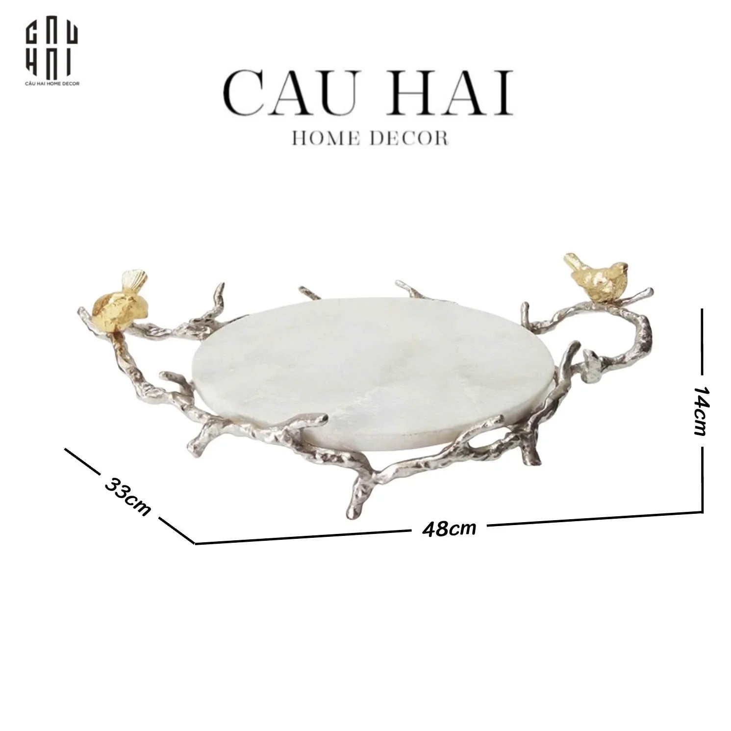 HOME COUTURE - IMPERIAL MARBLE PLATINUM ROMANIAN TRAY SS25 - CẬU HAI HOME DECOR