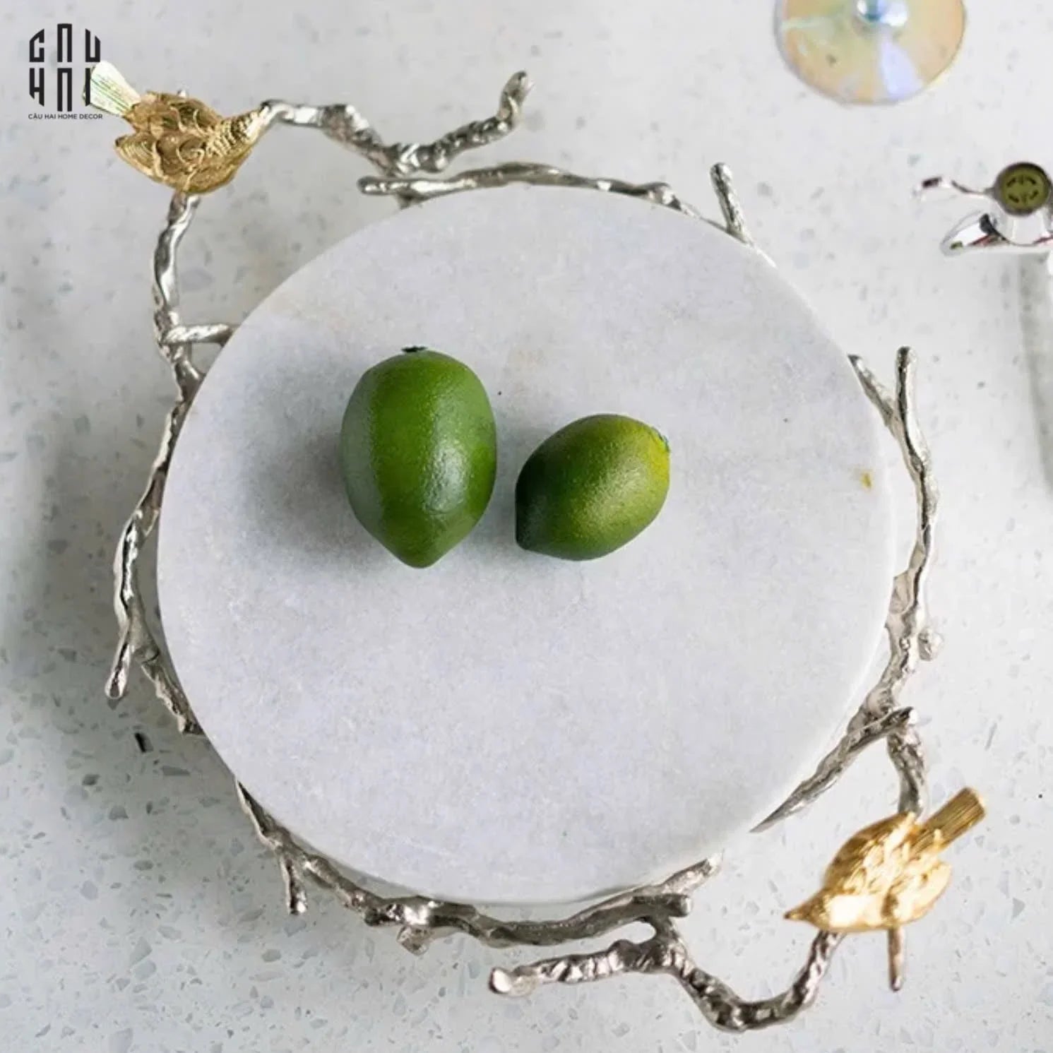 HOME COUTURE - IMPERIAL MARBLE PLATINUM ROMANIAN TRAY SS25 - CẬU HAI HOME DECOR