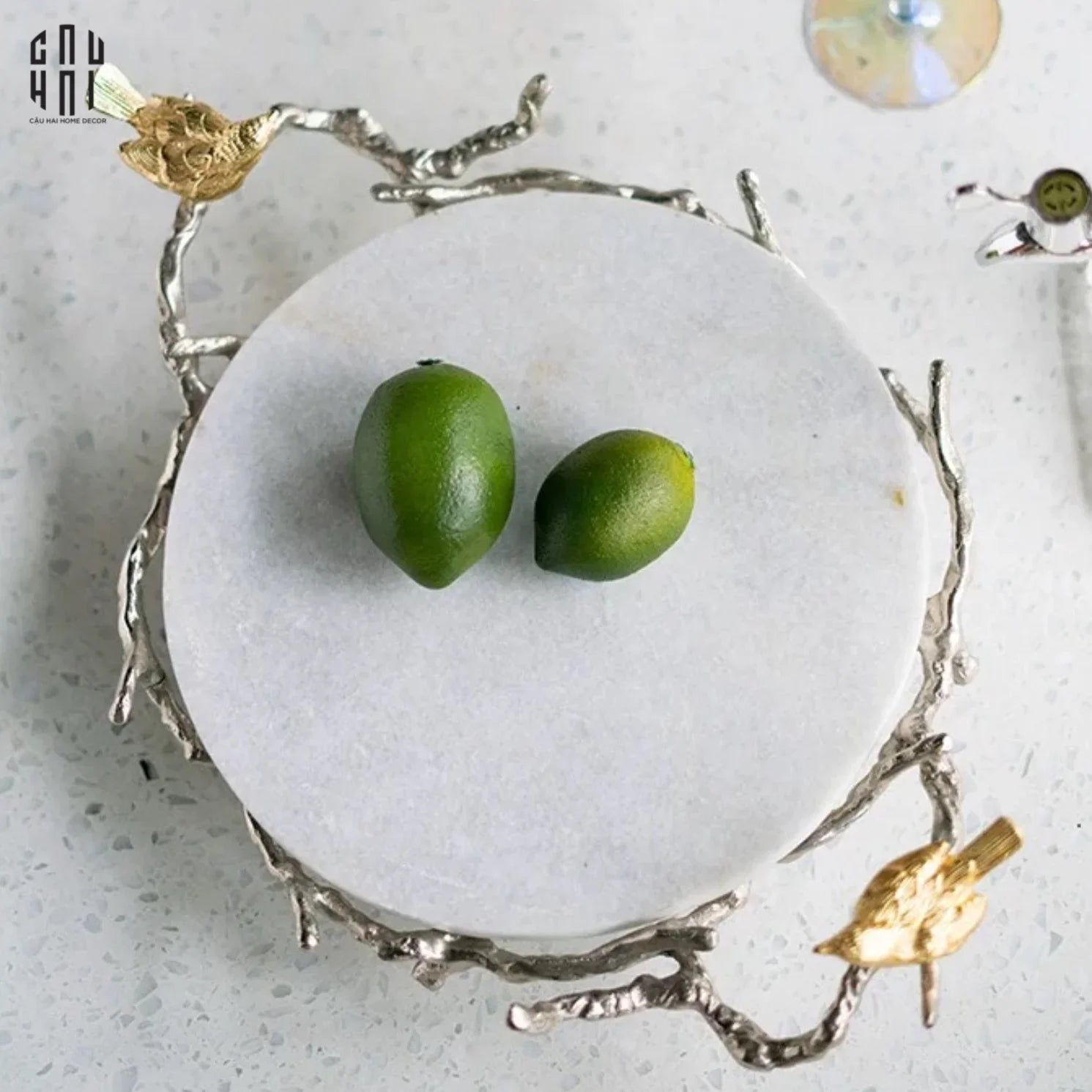 HOME COUTURE - IMPERIAL MARBLE PLATINUM ROMANIAN TRAY SS25 - CẬU HAI HOME DECOR