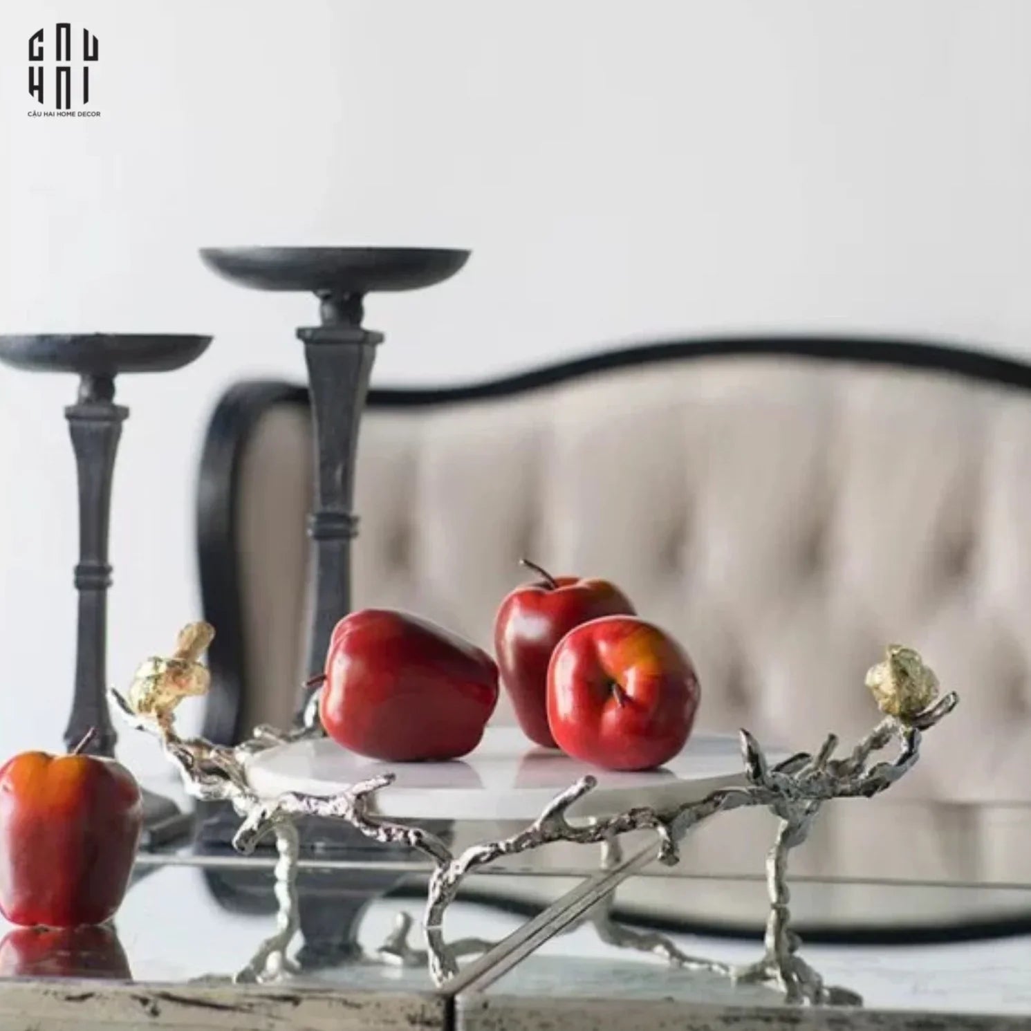 HOME COUTURE - IMPERIAL MARBLE PLATINUM ROMANIAN TRAY SS25 - CẬU HAI HOME DECOR