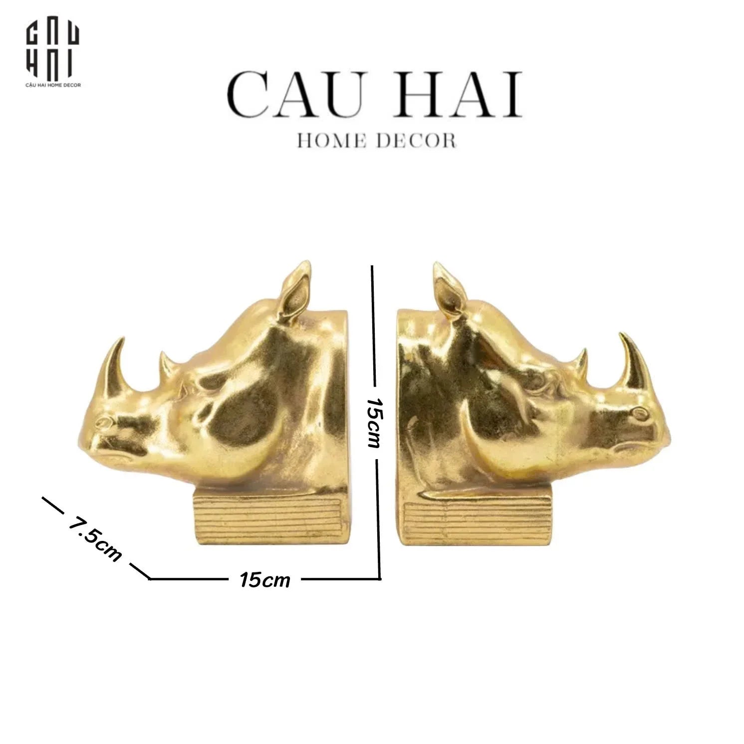 HOME COUTURE - CHẶN SÁCH RHINO BRONZE-CẬU HAI HOME DECOR