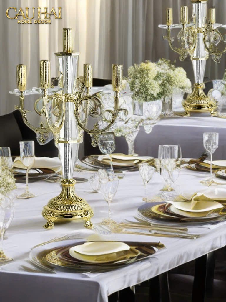 HOME COUTURE - ĐẾ NẾN CRYSTAL VERSAILLES CHANDERLIER H47 - CẬU HAI HOME DECOR