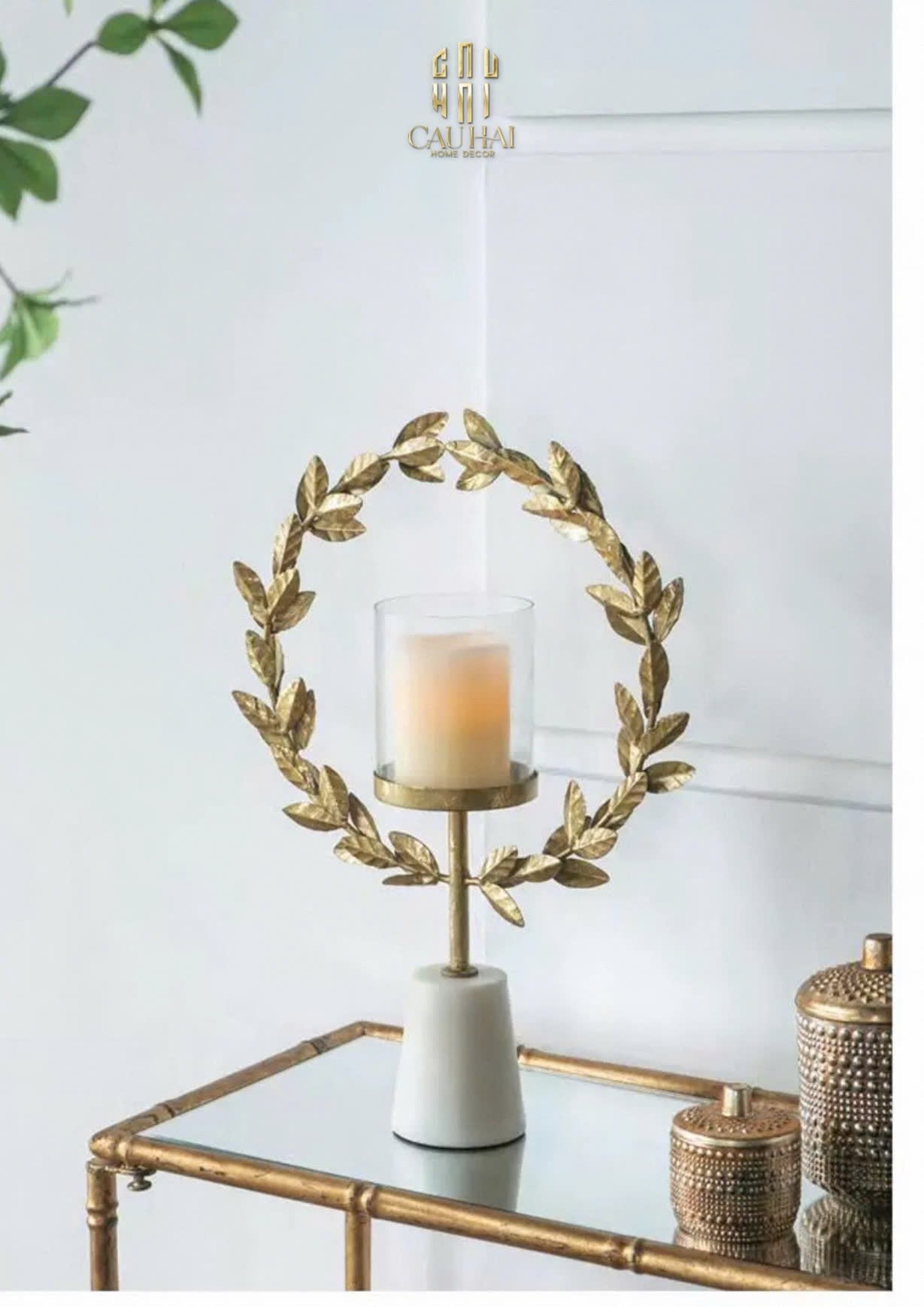 HOME COUTURE - ĐẾ NẾN LAUREL CANDLE HOLDER H45 - CẬU HAI HOME DECOR