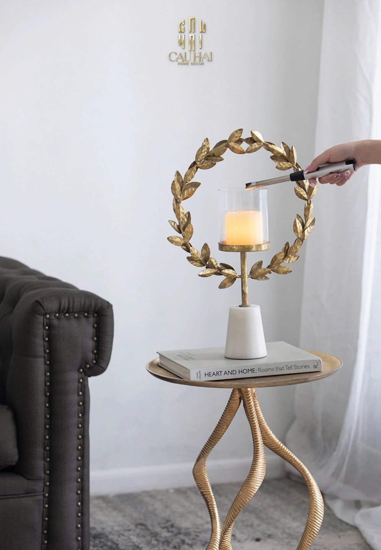 HOME COUTURE - ĐẾ NẾN LAUREL CANDLE HOLDER H45 - CẬU HAI HOME DECOR