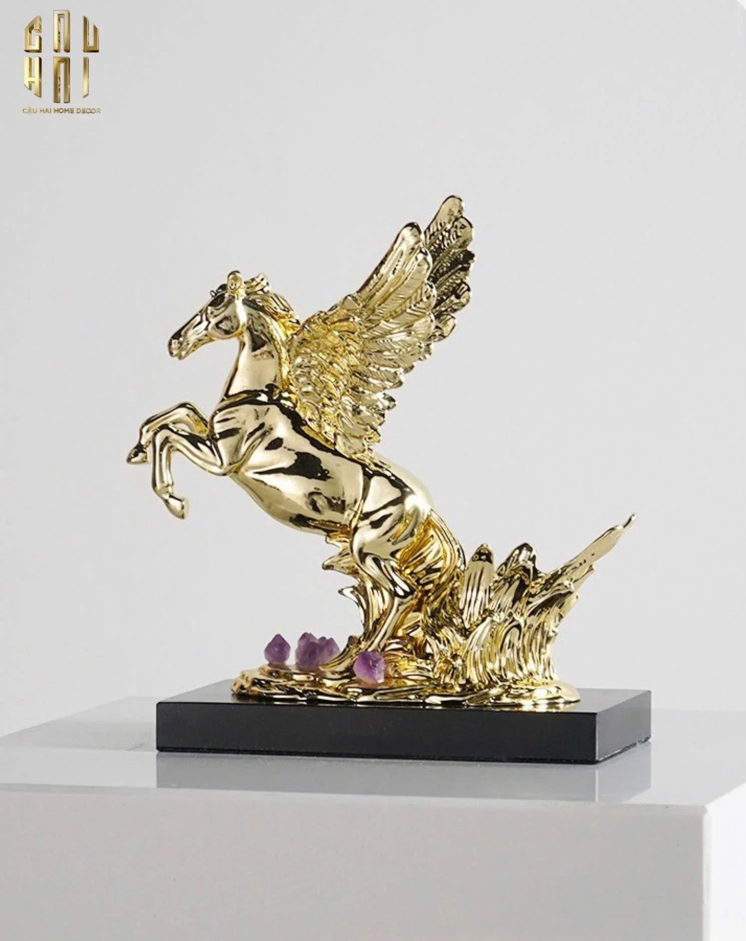 HOME COUTURE - TƯỢNG NGỰA ĐẾ ĐỠ CHAI VANG - ELITE PEGASUS WINE STAND UP-CẬU HAI HOME DECOR