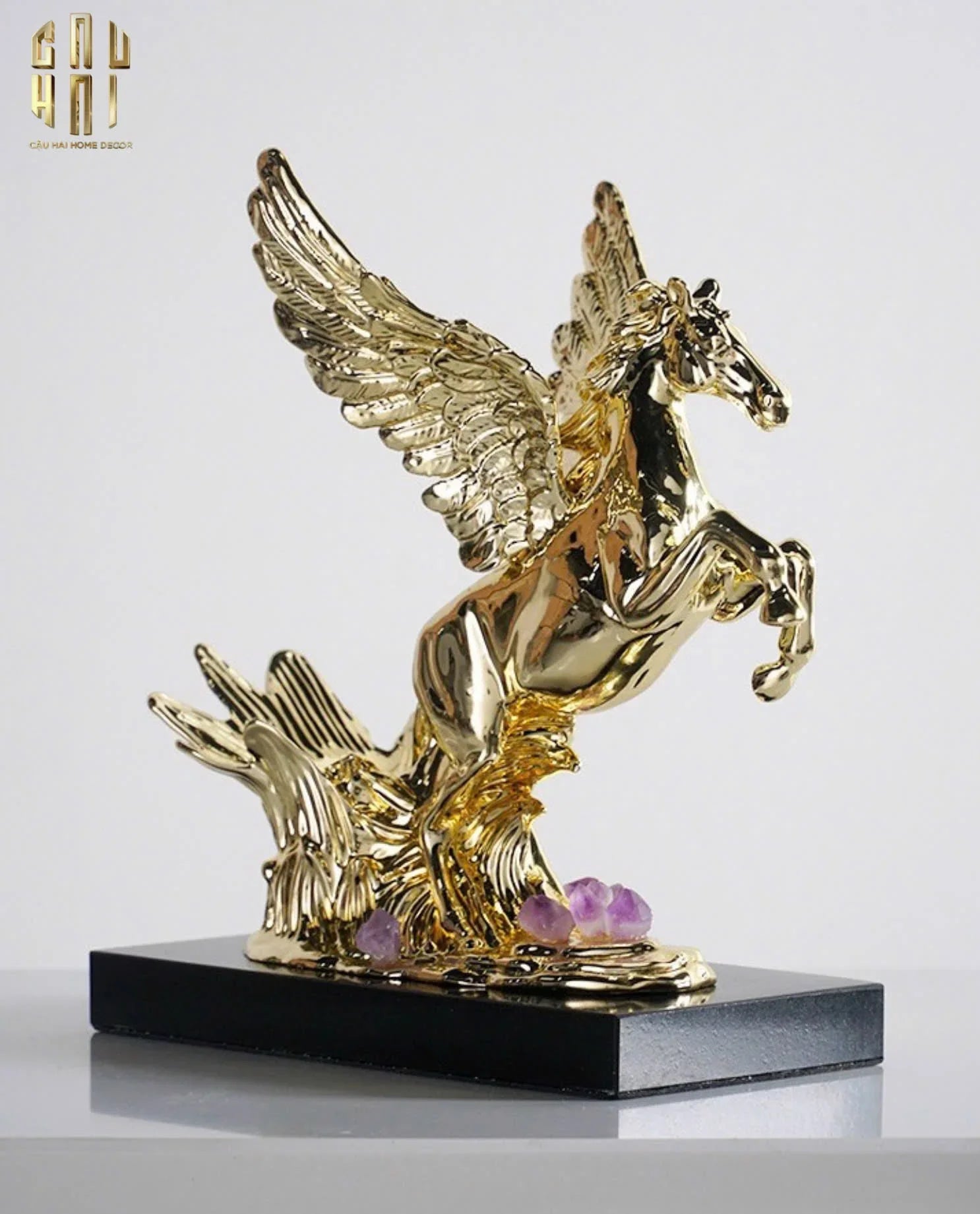 HOME COUTURE - TƯỢNG NGỰA ĐẾ ĐỠ CHAI VANG - ELITE PEGASUS WINE STAND UP-CẬU HAI HOME DECOR
