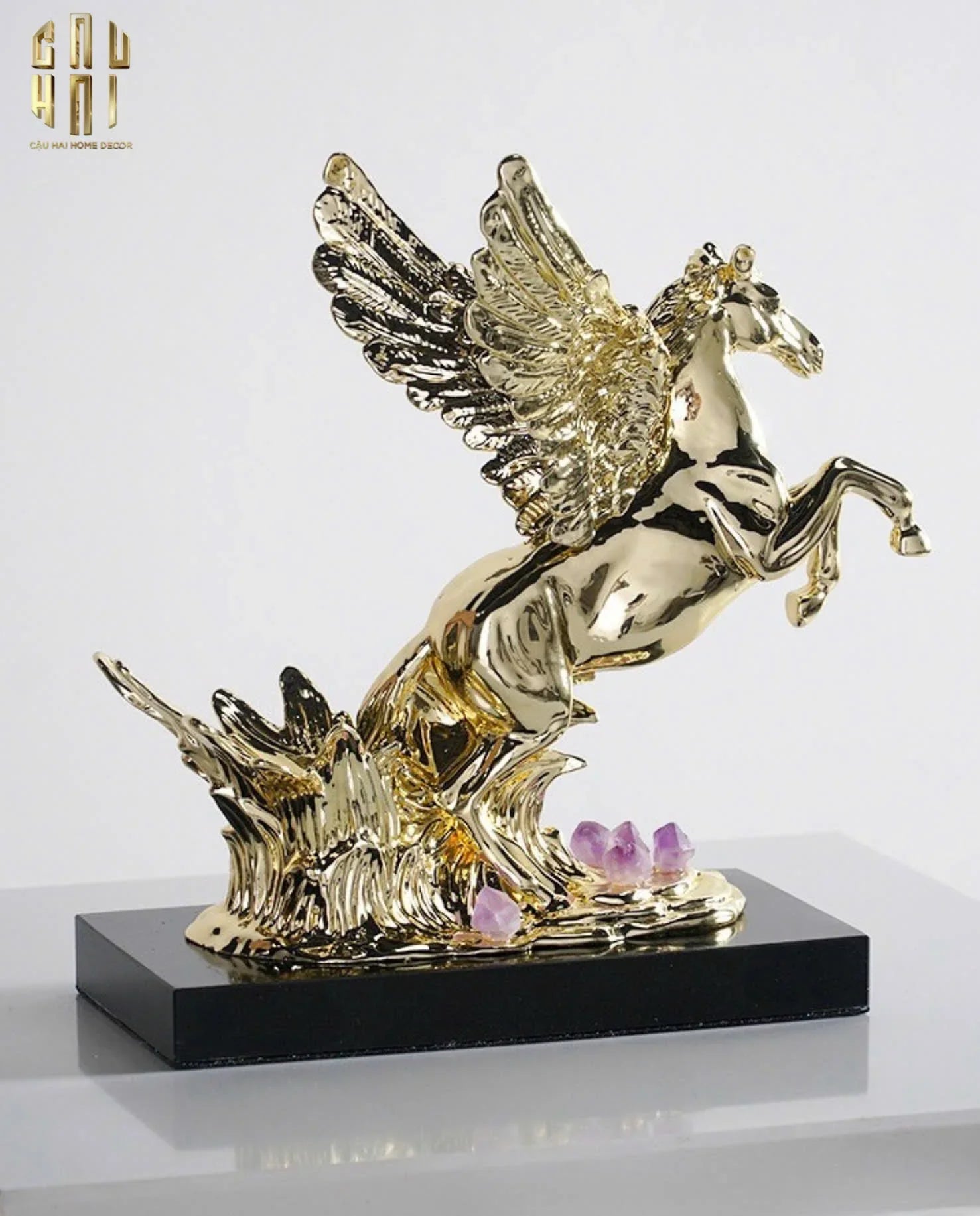 HOME COUTURE - TƯỢNG NGỰA ĐẾ ĐỠ CHAI VANG - ELITE PEGASUS WINE STAND UP-CẬU HAI HOME DECOR