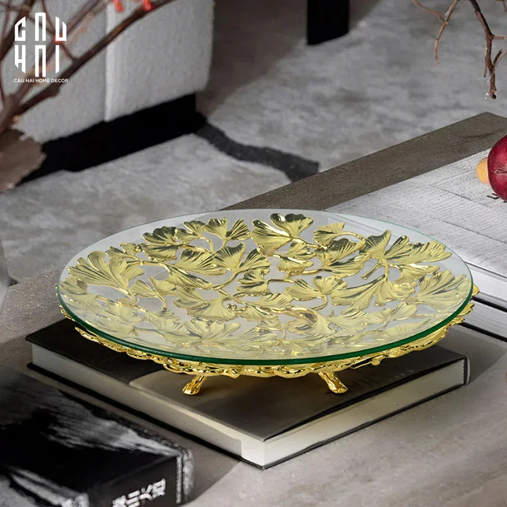 HOME COUTURE - ĐĨA LÁ NGÂN HẠNH BRASSON LEGACY GINKGO DISK D32 - CẬU HAI HOME DECOR