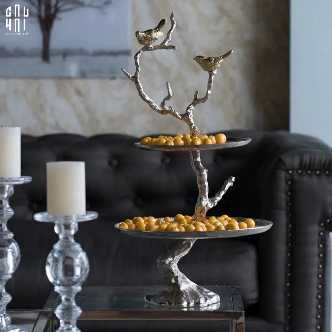 HOME COUTURE - ĐĨA TẦNG PLATINUM IMPERIAL LUXURY DISK ÉTAGÈRE - CẬU HAI HOME DECOR